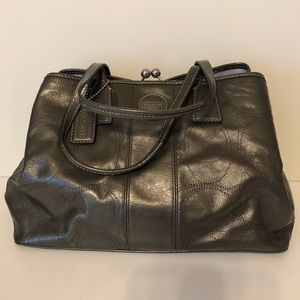 Metallic Pewter/ Gray Coach logo purse